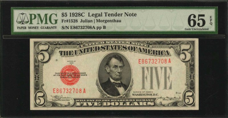 Legal Tender Notes

Fr. 1528. 1928C $5 Legal Tender Note. PMG Gem Uncirculated...