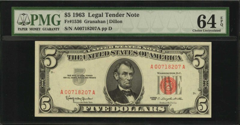 Legal Tender Notes

Lot of (7) Fr. 1532, 1533, 1535 & 1536. 1953 to 1963 $5 Le...
