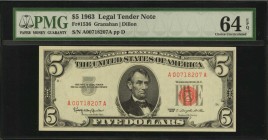 Legal Tender Notes

Lot of (7) Fr. 1532, 1533, 1535 & 1536. 1953 to 1963 $5 Legal Tender Note. PMG Choice Uncirculated 64 EPQ to Gem Uncirculated 66...