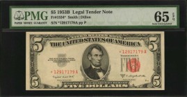 Legal Tender Notes

Fr. 1534*. 1953B $5 Legal Tender Star Note. PMG Gem Uncirculated 65 EPQ.

An attractive example of this gem replacement $5.
...