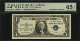Silver Certificates

Fr. 1619. 1957 $1 Silver Certificate. PMG Gem Uncirculated 65 EPQ. Courtesy Autograph.

This 1957 Silver Certificate has been...