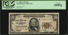 Federal Reserve Bank Notes

Fr. 1880-L. 1929 $50 Federal Reserve Bank Note. San Francisco. PCGS Currency Very Fine 35 PPQ.

A mid-grade example of...