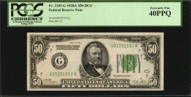 Federal Reserve Notes

Fr. 2101a-G. 1928A DGS $50 Federal Reserve Note. Chicago. PCGS Currency Extremely Fine 40 PPQ.

A mid-grade example of this...