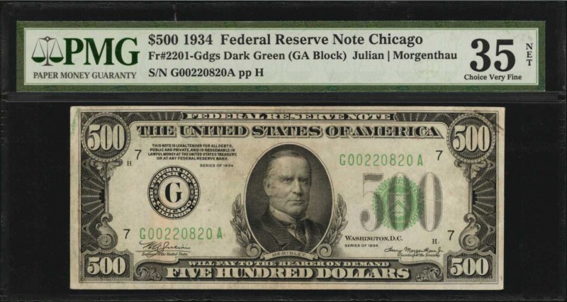 Federal Reserve Notes

Fr. 2201-Gdgs. 1934 $500 Federal Reserve Note. Chicago....