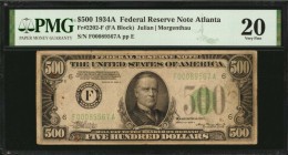 Federal Reserve Notes

Fr. 2202-F. 1934A $500 Federal Reserve Note. Atlanta. PMG Very Fine 20.

A Very Fine offering of this high denomination not...