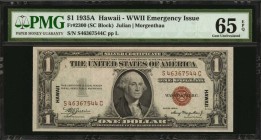 Hawaii Emergency Note

Fr. 2300. 1935A $1 Hawaii Emergency Note. PMG Gem Uncirculated 65 EPQ.

Wide margins, bright paper and vivid ink stand out ...