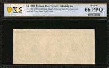 Blank Reverse

Fr. 1913-C. 1985 $1 Federal Reserve Note. Philadelphia. PCGS Banknote Gem Uncirculated 66 PPQ. Missing Back Printing Error.

This G...