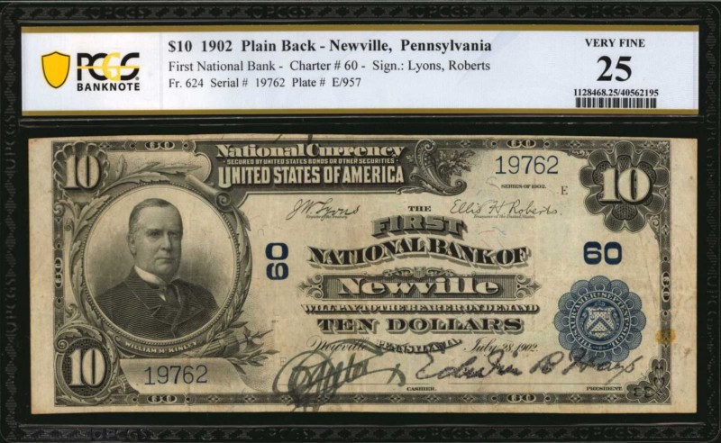 Pennsylvania

Newville, Pennsylvania. $10 1902. Fr. 624. The First NB. Charter...