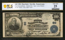 Pennsylvania

Newville, Pennsylvania. $10 1902. Fr. 624. The First NB. Charter #60. PCGS Banknote Very Fine 25.

PCGS Banknote comments "Minor For...