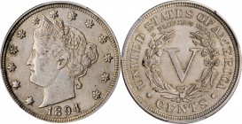 Liberty Head Nickel

1894 Liberty Head Nickel. AU-58 (PCGS).

PCGS# 3855. NGC ID: 2779.

Estimate: $200
