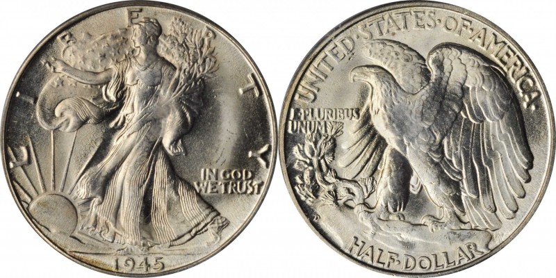 Walking Liberty Half Dollar

1945-D Walking Liberty Half Dollar. MS-65 (PCGS)....