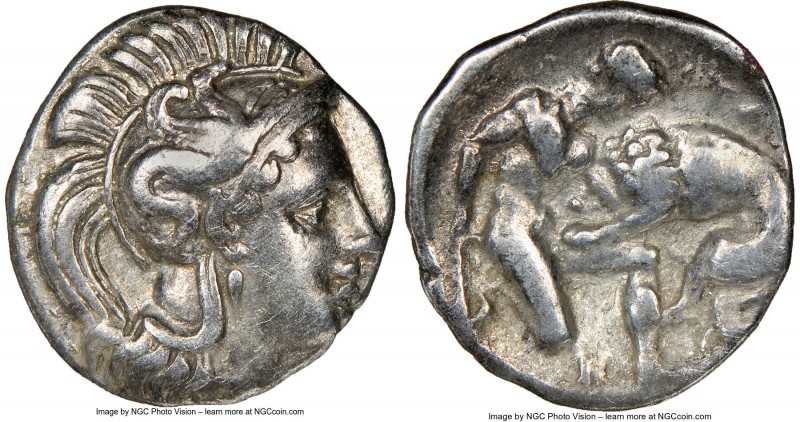 CALABRIA. Tarentum. Ca. 380-280 BC. AR diobol (12mm, 12h). NGC Choice VF. Ca. 32...