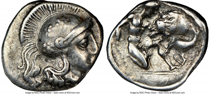 CALABRIA. Tarentum. Ca. 380-280 BC. AR diobol (13mm, 7h). NGC VF. Ca. 325-280 BC...