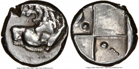 THRACE. Chersonesus. 4th century BC. AR hemidrachm (12mm). NGC VF, test cut. Persic standard, ca. 400-350 BC. Forepart of lion right, head reverted / ...