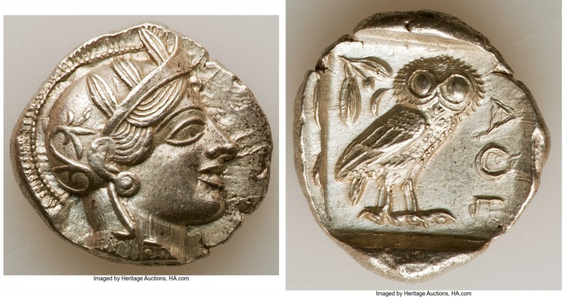 ATTICA. Athens. Ca. 440-404 BC. AR tetradrachm (28mm, 17.17 gm, 9h). AU. Mid-mas...