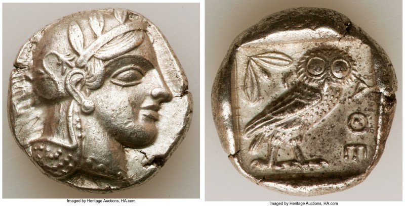 ATTICA. Athens. Ca. 440-404 BC. AR tetradrachm (25mm, 17.14 gm, 7h). XF. Mid-mas...