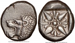 IONIA. Miletus. Ca. late 6th-5th centuries BC. AR 1/12 stater or obol (10mm). NGC AU. Milesian standard. Forepart of roaring lion right, head reverted...