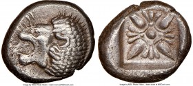 IONIA. Miletus. Ca. late 6th-5th centuries BC. AR 1/12 stater or obol (10mm). NGC Choice XF. Milesian standard. Forepart of roaring lion right, head r...