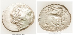 IONIA. Miletus. Ca. late 3rd-2nd centuries BC. AR drachm (20mm, 4.95 gm, 1h). VF. Ca. 250-190 BC. Bion, magistrate. Laureate head of Apollo right / Li...