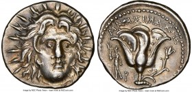 CARIAN ISLANDS. Rhodes. Ca. 250-230 BC. AR didrachm (21mm, 6.80 gm, 1h). NGC Choice XF 5/5 - 3/5, marks Mnasimaxus, magistrate. Radiate head of Helios...