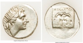 CARIAN ISLANDS. Rhodes. Ca. 88-84 BC. AR drachm (16mm, 2.55 gm, 12h). About XF. Plinthophoric standard, Nicagoras, magistrate. Radiate head of Helios ...