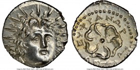 CARIAN ISLANDS. Rhodes. Ca. 84-30 BC. AR drachm (19mm, 5h). NGC MS 5/5 - 3/5, brushed. Euphranor, magistrate. Radiate head of Helios facing, turned sl...