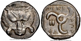 LYCIAN DYNASTS. Mithrapata (ca. 390-360 BC). AR sixth-stater (12mm, 1.38 gm, 8h). NGC MS 5/5 - 4/5. Uncertain mint. Lion scalp facing / MEΘ-PAΠA-T-A, ...