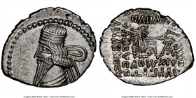 PARTHIAN KINGDOM. Pacorus I (ca. AD 78-120). AR drachm (22mm, 3.54 gm, 11h). NGC MS 5/5 - 3/5, brushed. Ecbatana. Bust of Pacorus left with long point...