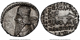 PARTHIAN KINGDOM. Pacorus I (ca. AD 78-120). AR drachm (19mm, 12h). NGC Choice AU. Ecbatana. Bust of Pacorus left with long pointed beard, wearing dou...