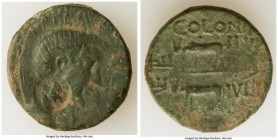 CILICIA. Uncertain Colony. Octavian, as Sole Imperator (31-27 BC). AE (20mm, 8.23 gm, 4h). Choice Fine, countermark. Ca. 31-30 BC. PRINCEPS FELIX; bar...
