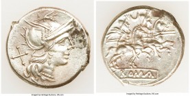 Anonymous. Ca. 194-190 BC. AR denarius (19mm, 3.85 gm, 7h). Choice XF, adjusted flan. Head of Roma right wearing winged helmet, X behind / The Dioscur...