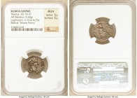 Tiberius (AD 14-37). AR denarius (19mm, 3.60 gm, 5h). NGC AU S 5/5 - 5/5. Lugdunum, ca. AD 15-18. TI CAESAR DIVI-AVG F AVGVSTVS, laureate head of Tibe...