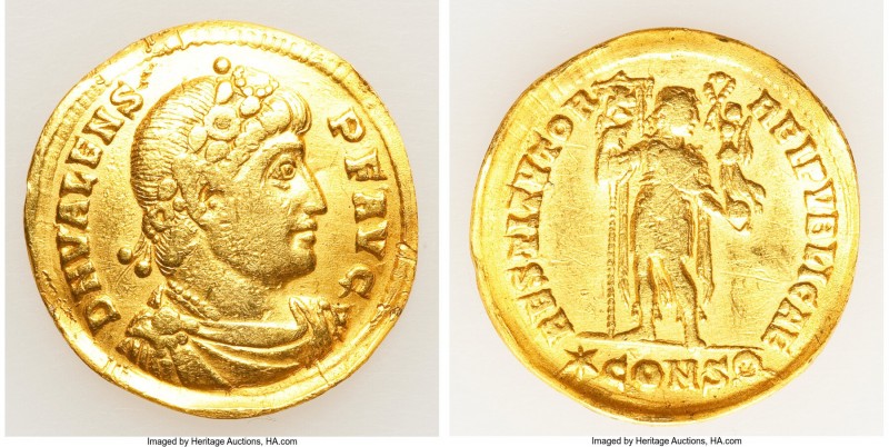 Valens, Eastern Roman Empire (AD 364-378). AV solidus (21mm, 4.29 gm, 6h). Fine,...