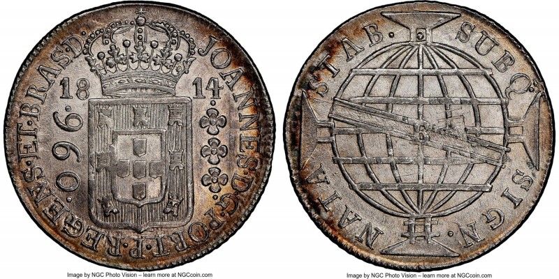 João Prince Regent 960 Reis 1814-R MS62 NGC, Rio de Janeiro mint, KM307.3. Dripp...