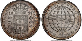 João Prince Regent 960 Reis 1814-R MS62 NGC, Rio de Janeiro mint, KM307.3. Dripping in eye-appeal and frosted devices, this piece boasts autumnal cabi...