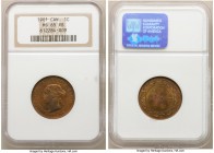 Victoria Cent 1901 MS65 Red and Brown NGC, London mint, KM7. Display lovely magenta, gold, olive and blue toning. 

HID09801242017

© 2020 Heritag...