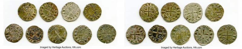 Principality of Antioch 9-Piece Lot of Uncertified Bohemond Era "Helmet" Deniers...