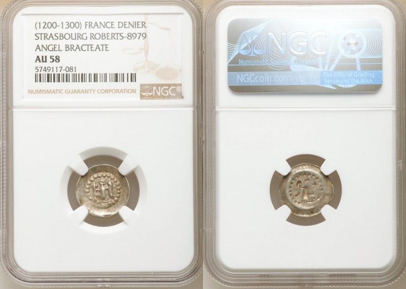 Strasbourg. Anonymous Denier (Angel Bracteate) ND (1200-1300) AU58 NGC, Rob-8979...