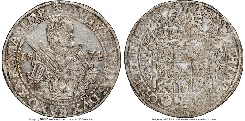 Saxony. August Taler 1574-HB AU Details (Cleaned) NGC, Dresden mint, Dav-9798. S...