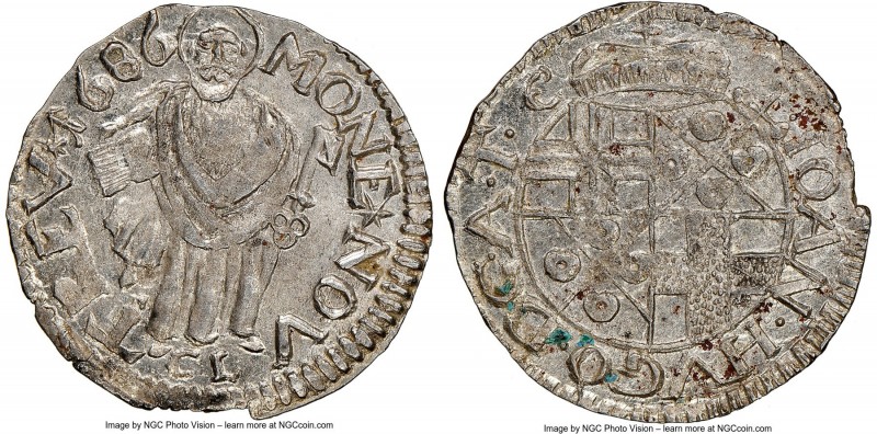 Trier. Johann Hugo 4 Pfennig 1686 MS64 NGC, KM154. On the precipice of gem, this...