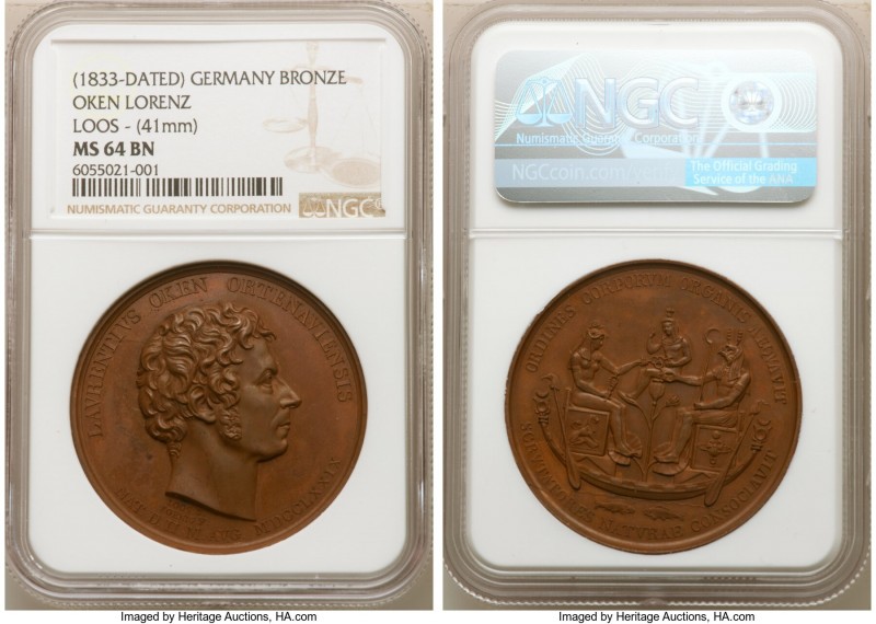 Offenburg. City bronze "Lorenz Oken" Medal ND (1833) MS64 Brown NGC, Brettauer-8...