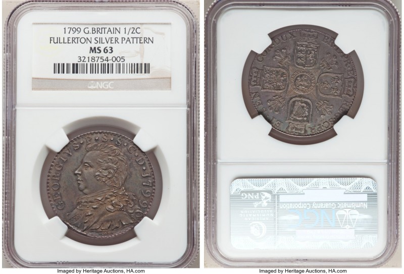 George III silver Pattern "Fullerton" 1/2 Crown 1799 MS63 NGC, Forrer II, pg. 17...