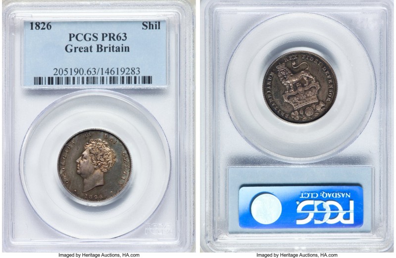 George IV Proof Shilling 1826 PR63 PCGS, KM694, S-3812. Steel to pearl gray port...