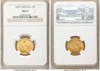George III gold 1/2 Guinea 1803 MS62 NGC, KM649, S-3736. Well-centered and boldly struck for George III's guinea coinage, this piece still exhibits pr...