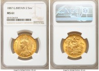 Victoria gold 2 Pounds 1887 MS61 NGC, KM768, S-3865. Scattered nicks populate the rims of this jubilee head issue. AGW 0.4710 oz.

HID09801242017
...