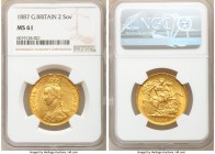Victoria gold 2 Pounds 1887 MS61 NGC, KM768, S-3865. Well-struck with ample luster and scattered hairlines to the fields. AGW 0.4710 oz.

HID0980124...