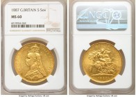 Victoria gold 5 Pounds 1887 MS60 NGC, KM769, S-3864. Jubilee head type. AGW 1.1775 oz.

HID09801242017

© 2020 Heritage Auctions | All Rights Rese...