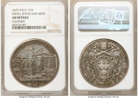 Papal States. Clement X Piastra MDCLXXII (1672) AU Details (Cleaned) NGC, Rome mint, KM353, Dav-4075. One year type - Port of Civitavecchia. 

HID09...