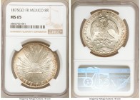 Republic 8 Reales 1875 Go-FR MS65 NGC, Guanajuato mint, KM377.8, DP-Go55, Small circle with dot on eagle. Gem with full-blown luster, bold strike and ...