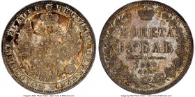 Nicholas I Rouble 1852 CПБ-ПA MS63 NGC, St. Petersburg mint, KM-C168.1, Bit-229. The reflectivity of the fields on this example is masked by an allove...